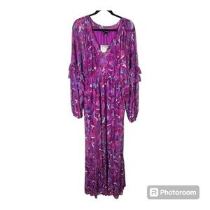 Antthony Originals Printed Mesh Azalea Blooms Long Sleeve Maxi Dress NWT Sz 1X
